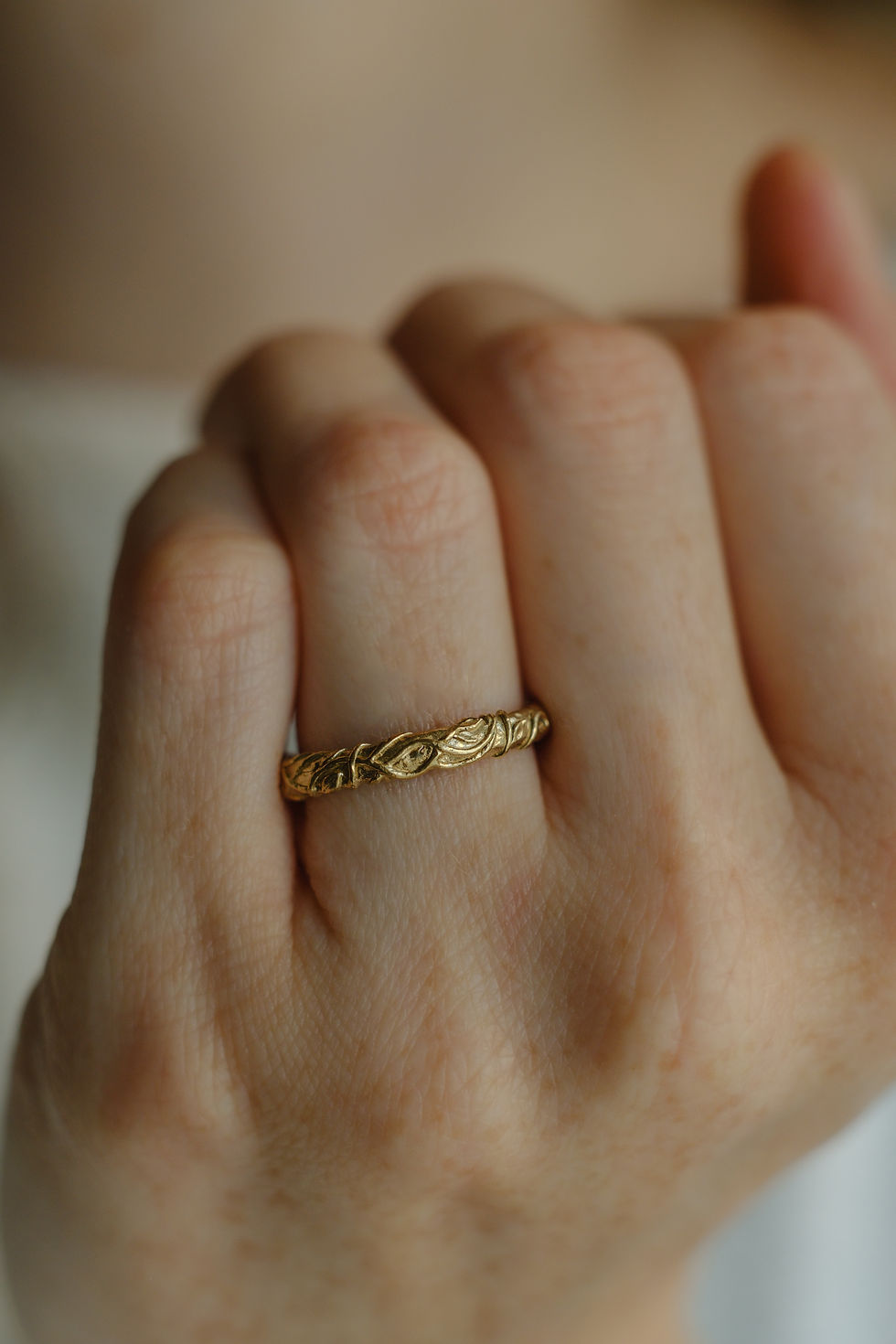 Thumbnail: Solid Gold Twisting Vines Ring