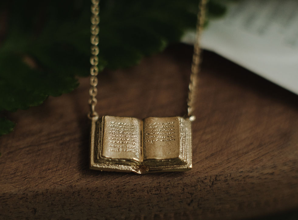 Thumbnail: Solid Gold Open Book Necklace