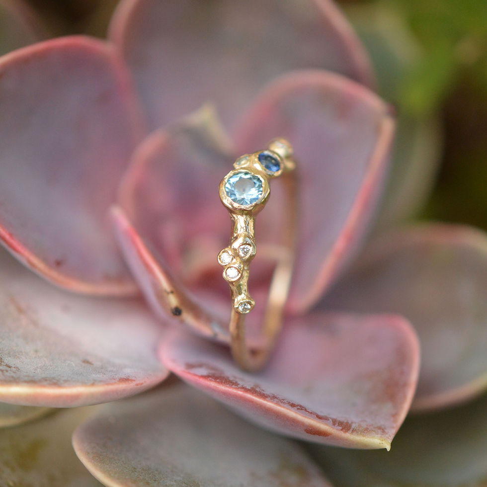 Thumbnail: Solid Gold Barnacle Sapphire and Diamond Ring
