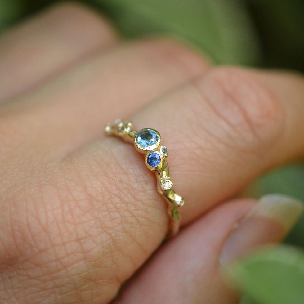 Thumbnail: Solid Gold Barnacle Sapphire and Diamond Ring
