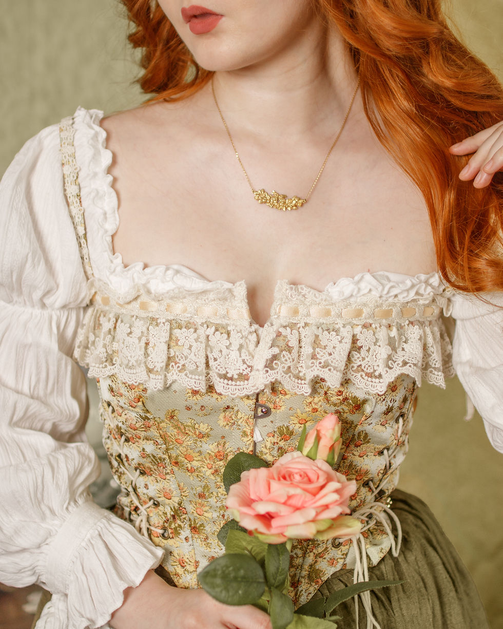 Thumbnail: Solid Gold Rabbits in a Strawberry Patch Necklace