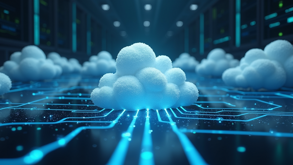 A network of interconnected servers showcasing cloud architecture