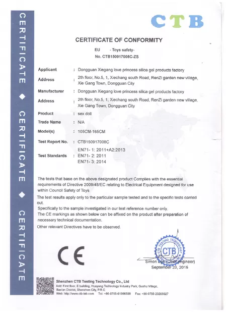 certificate of conformity