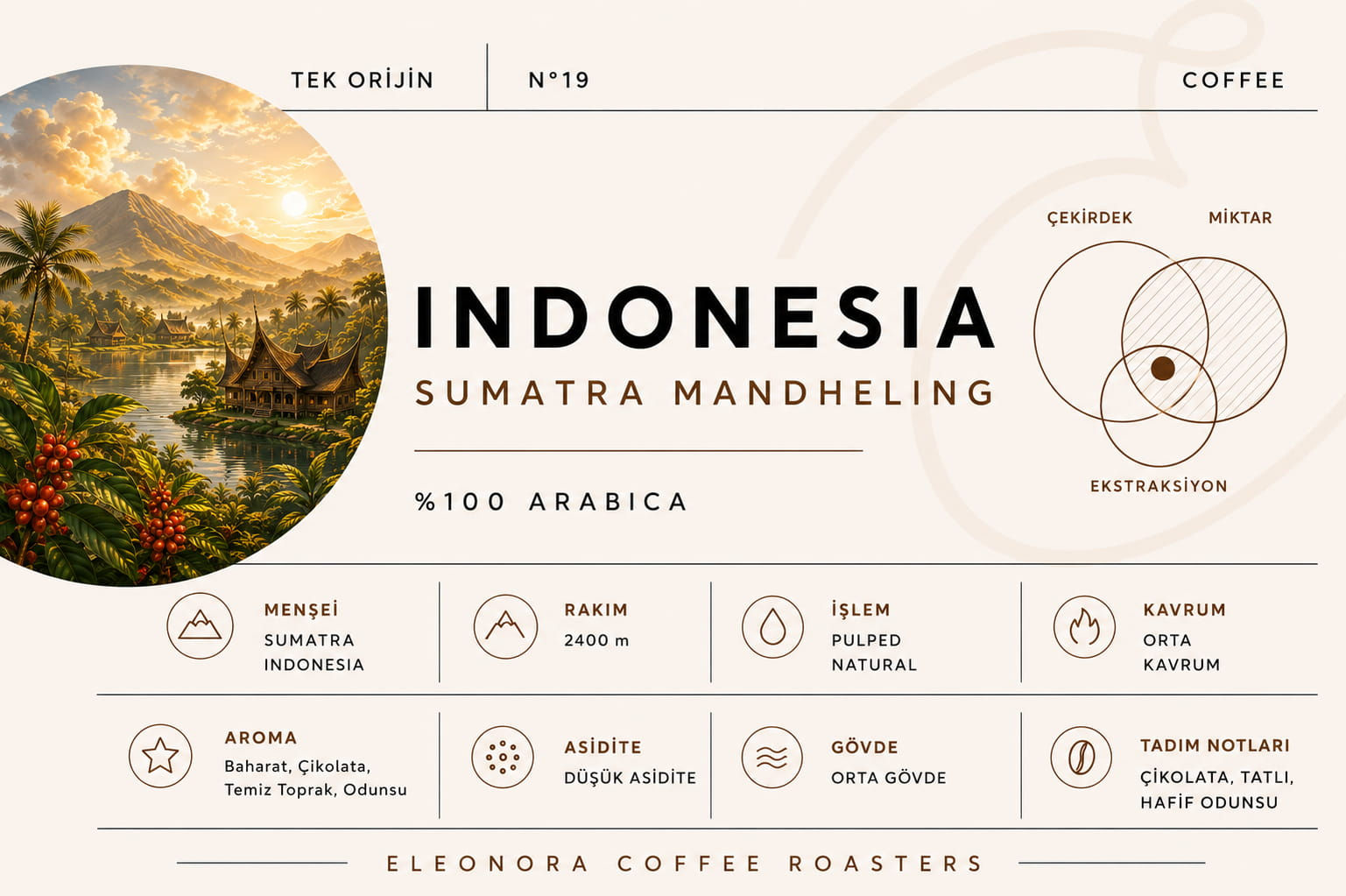 INDONESIA Sumatra Mandheling Filtre Kahve Çekirdeği - Eleonora Coffee