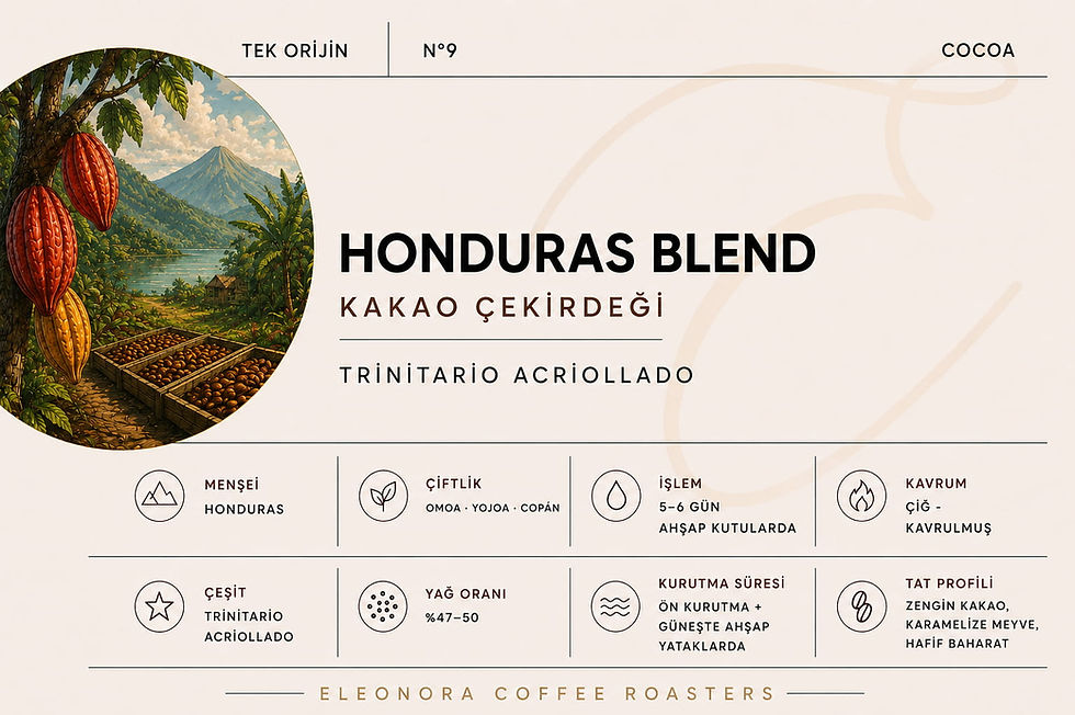 Honduras Organik Kakao Çekirdeği - Eleonora Coffee