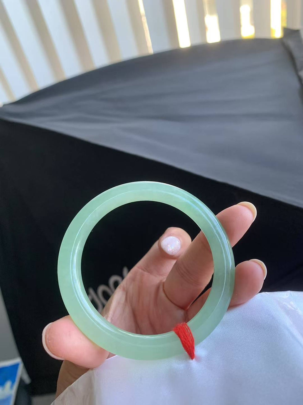 Thumbnail: 【新货-满春】53圈冰种满绿冰甜绿翡翠圆条手镯  Jadeite Bangle Size 53