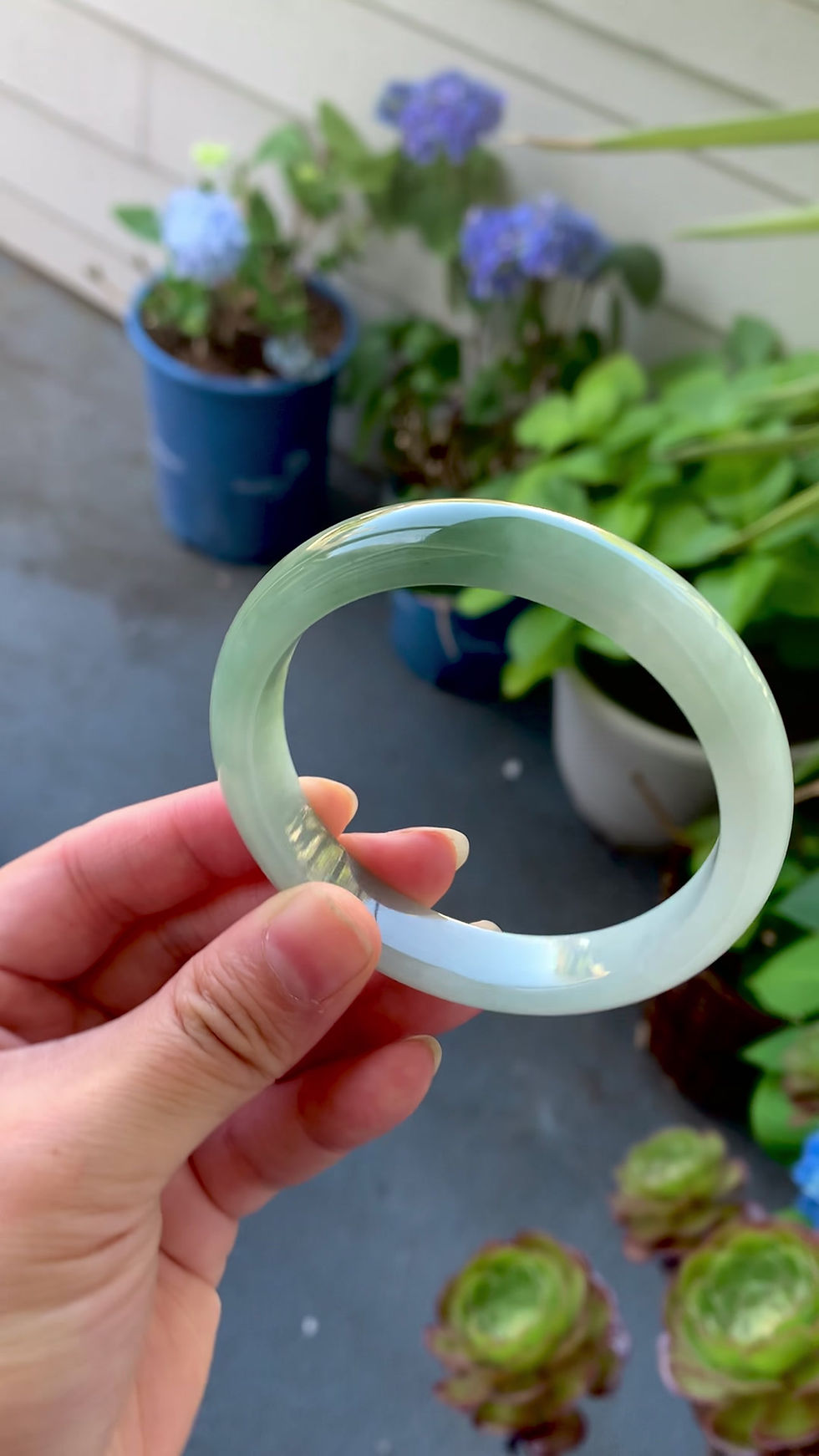 縮圖：【闲置D924】58圈冰润半山水黄加绿翡翠正圈手镯  Jadeite Bangle Size 58