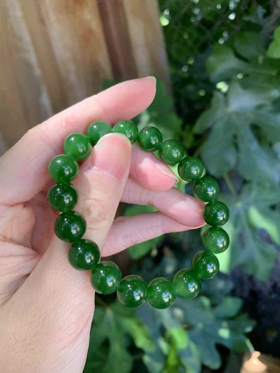 Thumbnail: 【闲置C154】菠菜绿和田碧玉手串