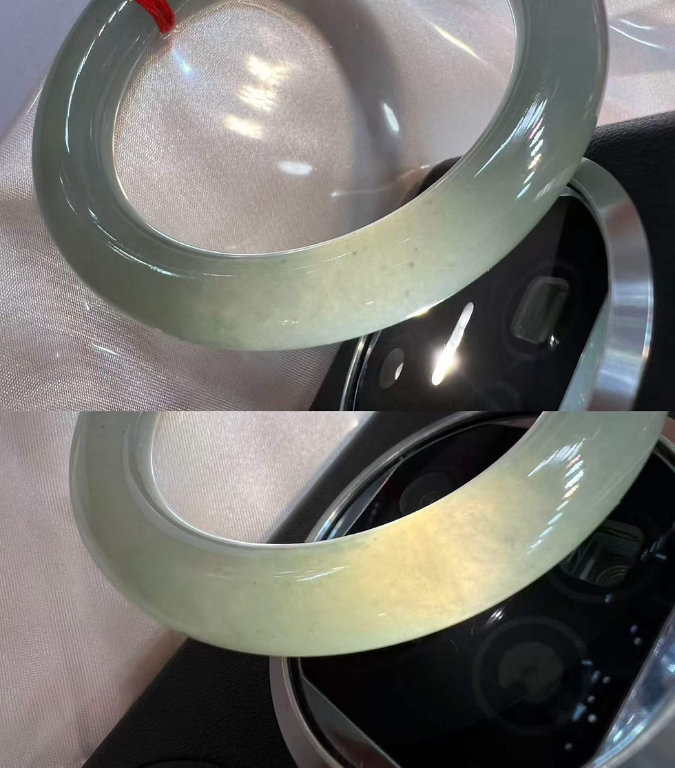 縮圖：【新货-FBZ1144】54.7圈糯冰蓝绿色翡翠圆条  Jadeite Bangle Size 54.7