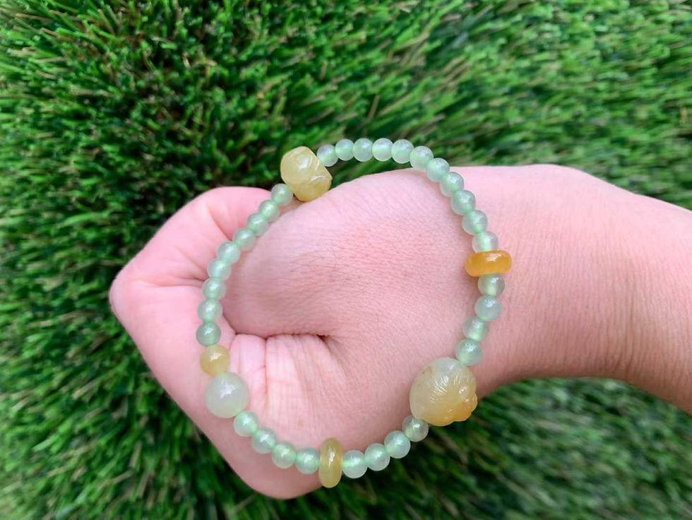 Thumbnail: 【闲置C221】黄翡小熊+绿翡翠手串