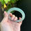 Thumbnail: 【新货T118】52.7圈糯冰飘油青小胖圆  Jadeite Bangle Size 52.7