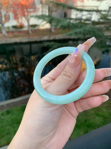闲置A180】52圈满绿甜绿糯种圆条翡翠手镯Jadeite Bangle Size 52