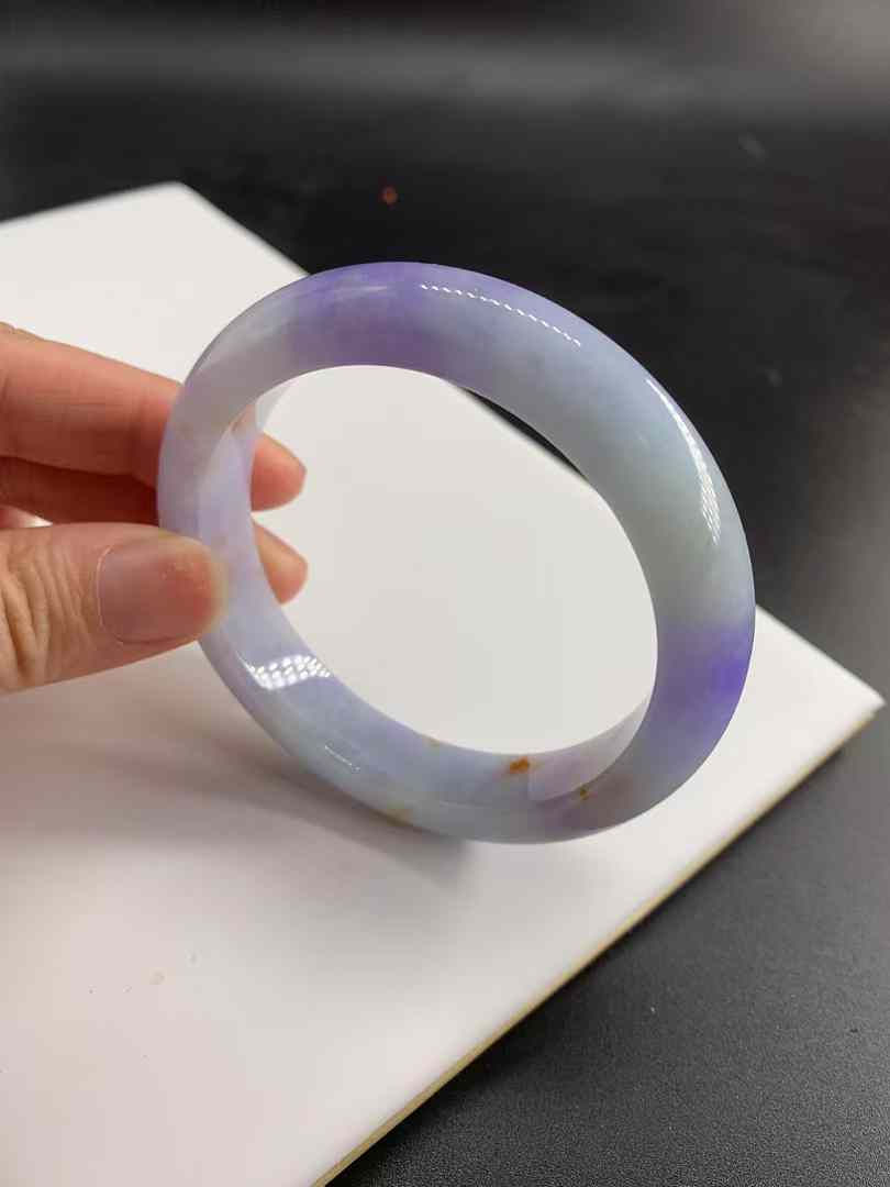 Thumbnail: 【闲置A188】56.8圈洒金飘浓紫细糯翡翠手镯  Jadeite Bangle Size 56.8