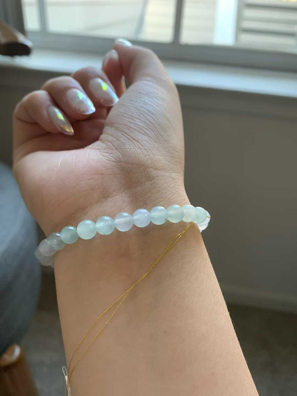 Thumbnail: 【新货-FP-0153】糯冰晴水翡翠小珠串带浅蓝调