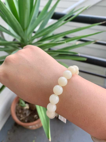 闲置C148】新疆和田玉暖白玉圆珠手串| 北美铛铛翡翠手镯珠宝