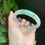 Thumbnail: 【闲置D095】62.5圈糯冰飘阳绿花大圈口翡翠手镯 Jadeite Bangle Size 62.5