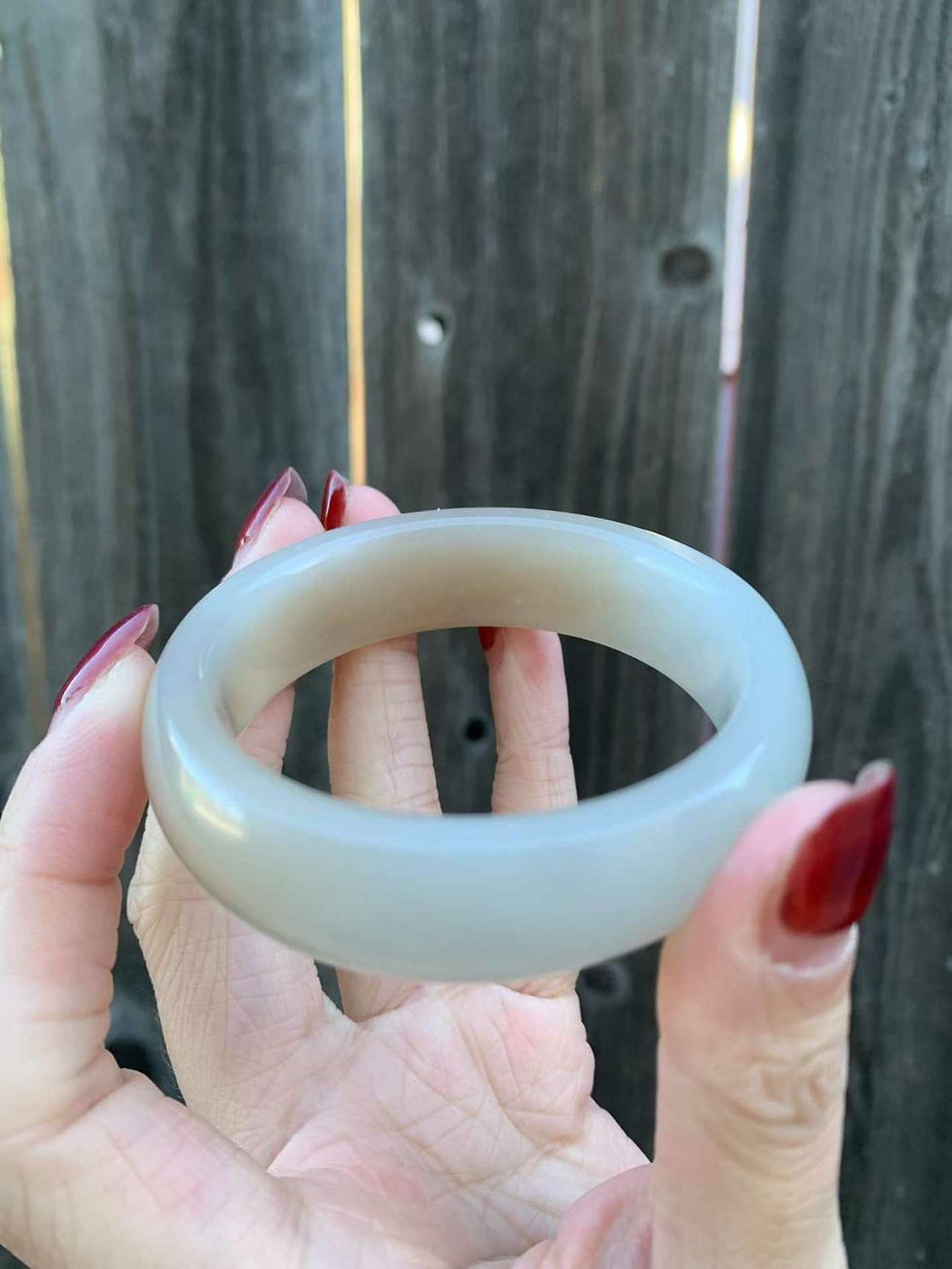 Thumbnail: 【闲置B118】51.8圈藕粉洒金青海老料手镯  Hetian Jade Bangle Size 51.8