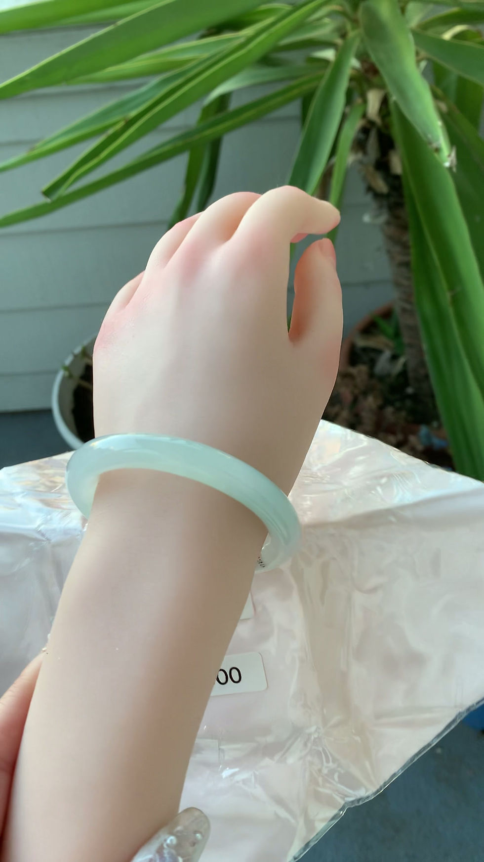 Thumbnail: 【新货-T0083】52.7圈冰圆条起光晴底圆条手镯  Jadeite Bangle Size 52.7