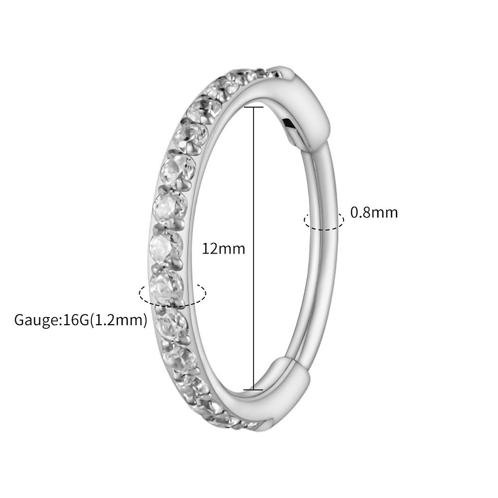 Thumbnail: Right Grand ASTM F136 Titanium Slim Huggie Hoop Earring 16G CZ Cartilage Helix E