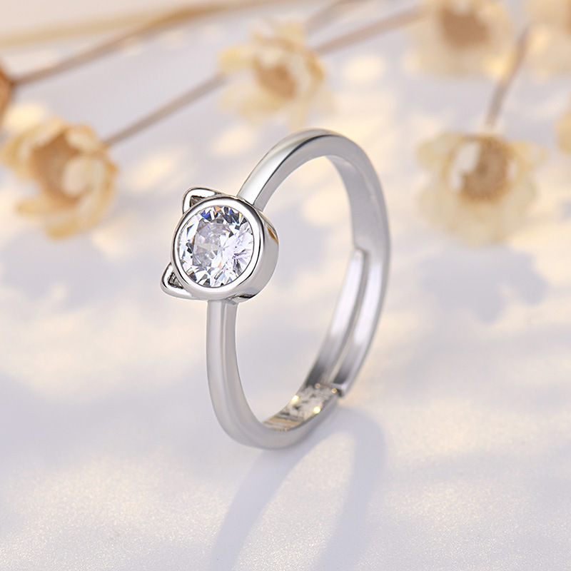 Thumbnail: Hot 925 Sterling Silver Ring AAA Zircon Adjustable Simplicity Fashion Exquisite 