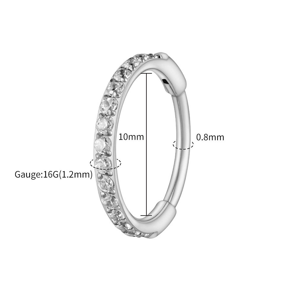Thumbnail: Right Grand ASTM F136 Titanium Slim Huggie Hoop Earring 16G CZ Cartilage Helix E