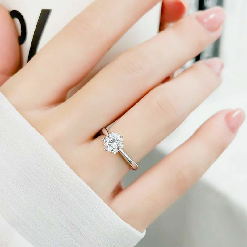 Thumbnail: NeeTim 0.5-5ct Moissanite Ring For Women 925 Sterling Silver with White Gold Pla