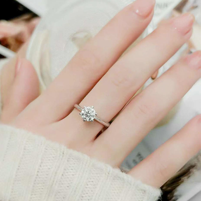 Thumbnail: NeeTim 0.5-5ct Moissanite Ring For Women 925 Sterling Silver with White Gold Pla