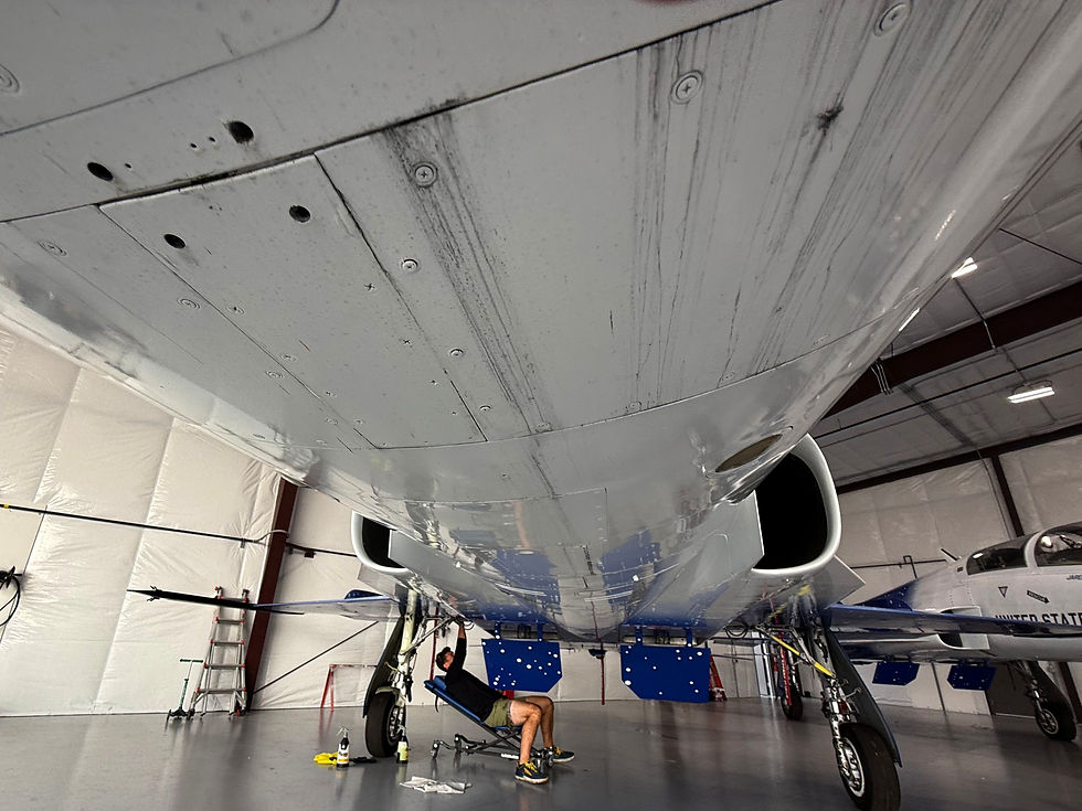 Greasy underbelly of an F-5
