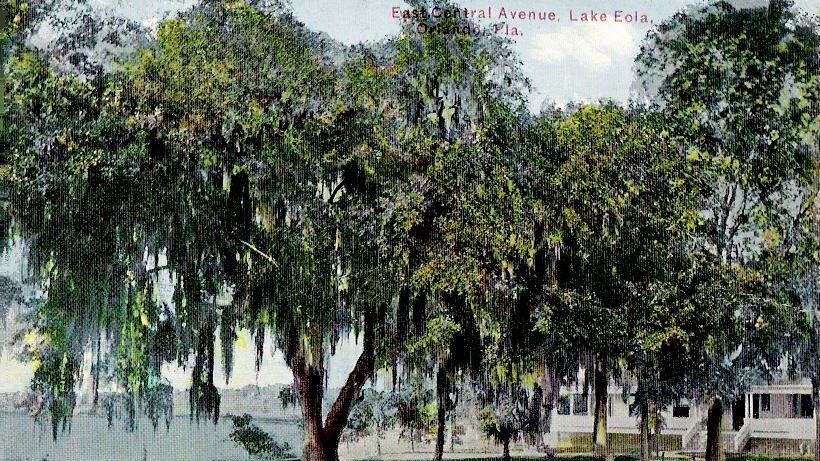 Lake Eola from East Central Boulevard, Orlando — lake and skyline, no people as subject