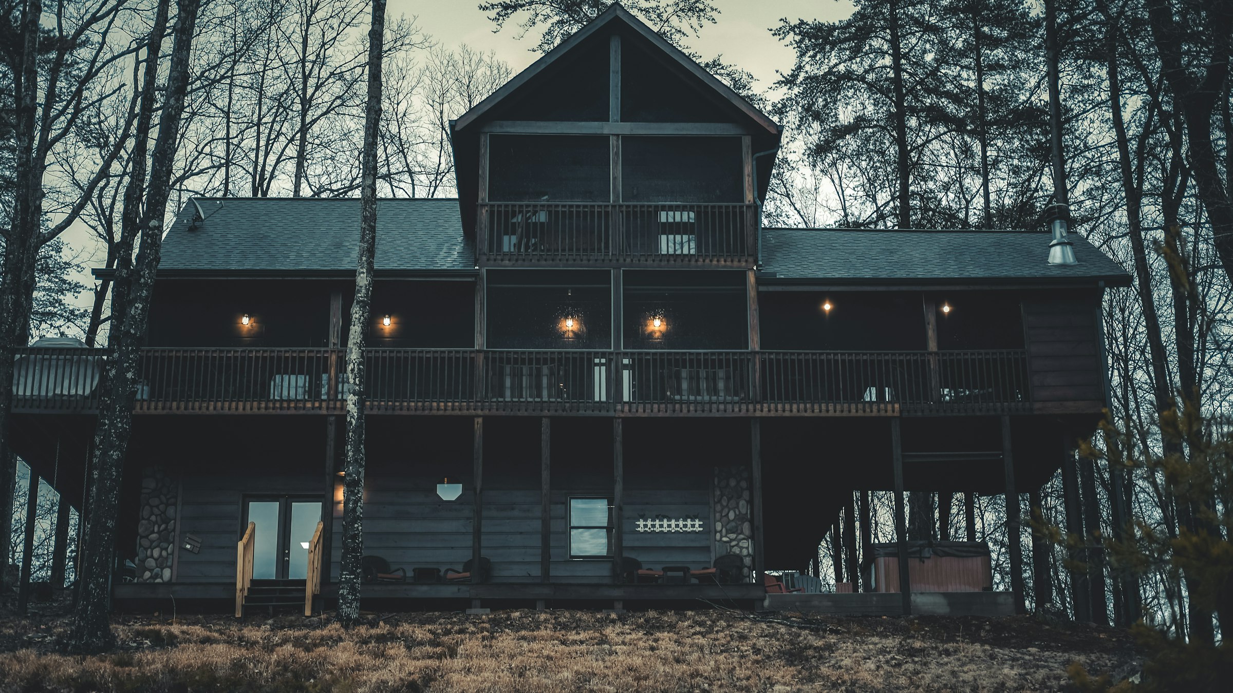 Cabin stay exterior, no faces