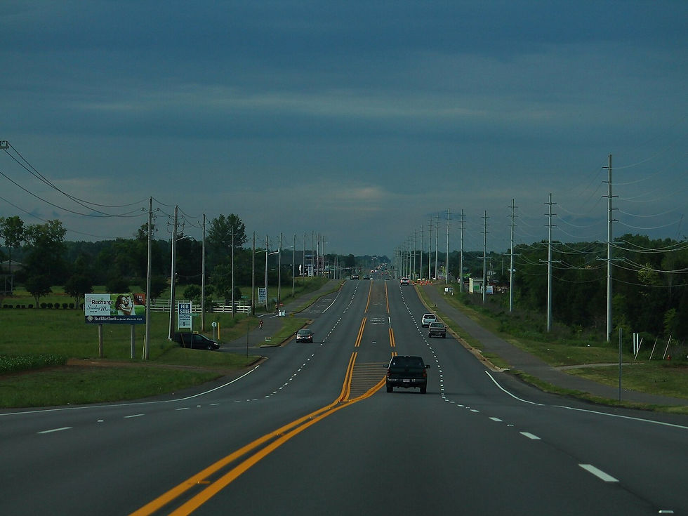County Line Road north of the railroad, Madison AL — commercial corridor, no people as subject