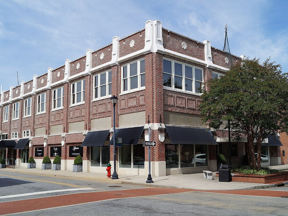 Brick commercial block, Greenville Commercial Historic District, downtown Greenville NC — no people as subject