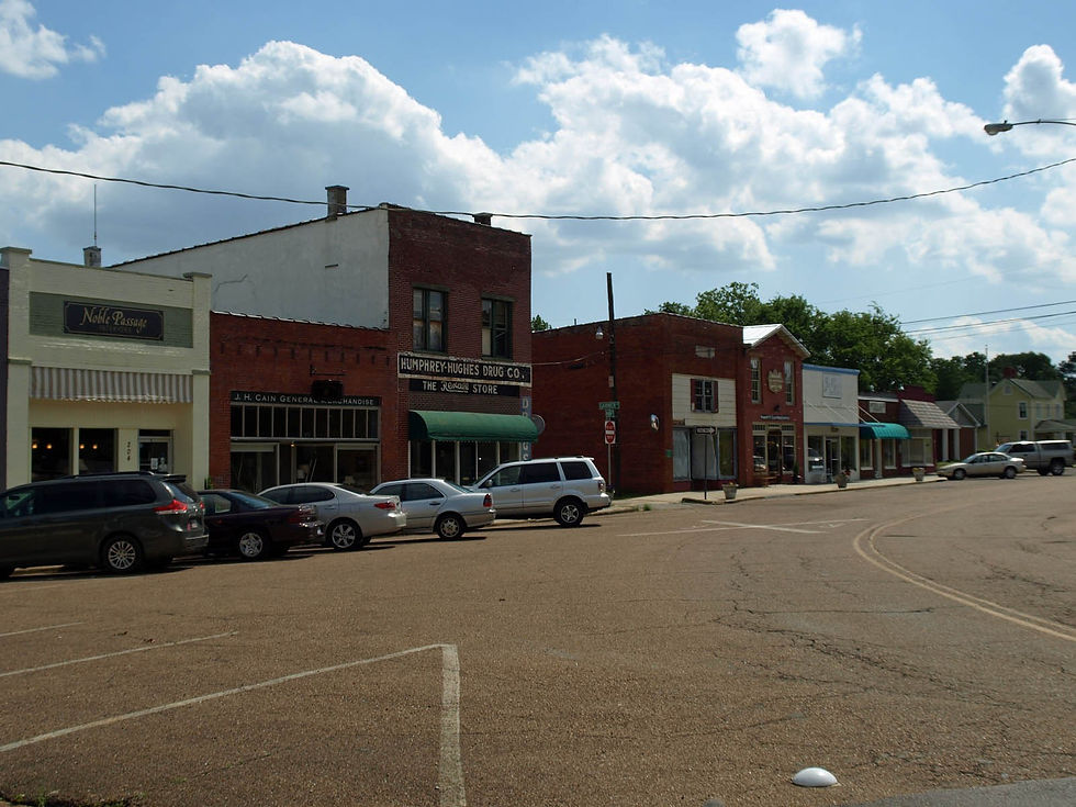 Main Street, Madison Station Historic District, Madison AL, May 2011 — storefronts, no people as subject