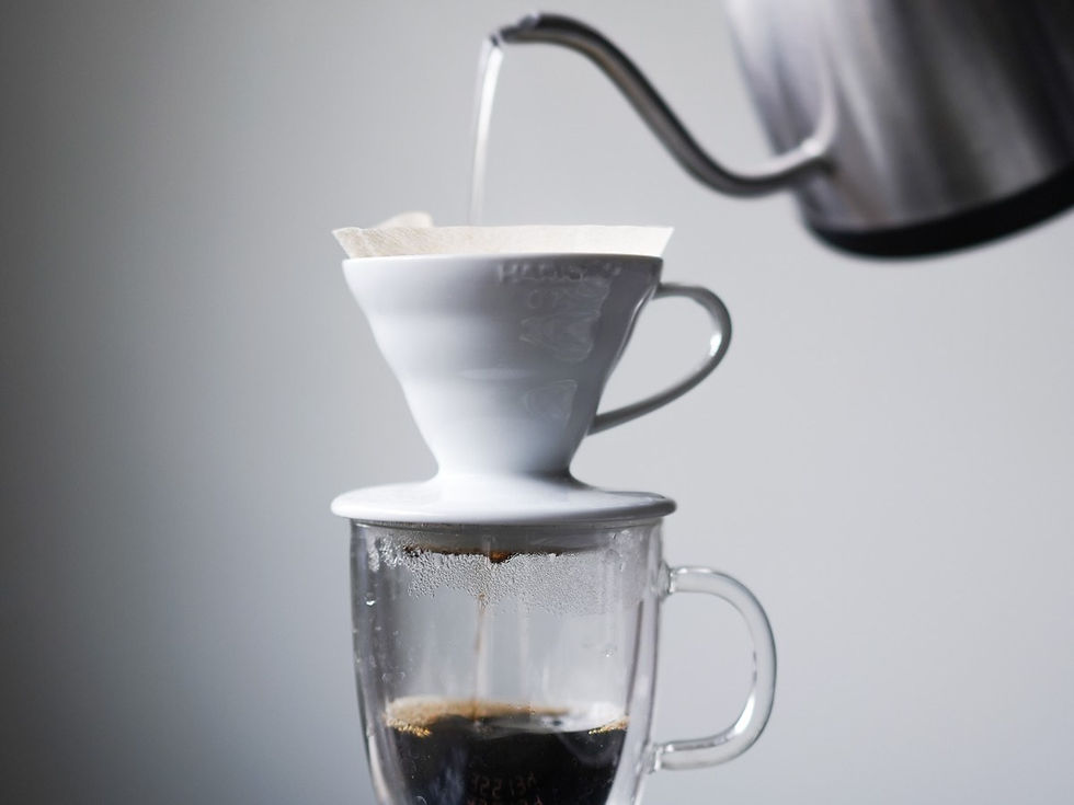 Brewing pour over coffee with kettle and scale