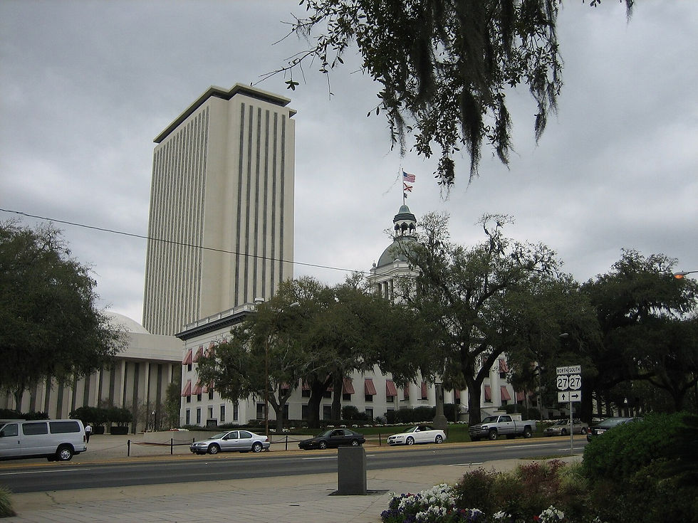Old and new Florida State Capitol buildings, Tallahassee, no people as subject