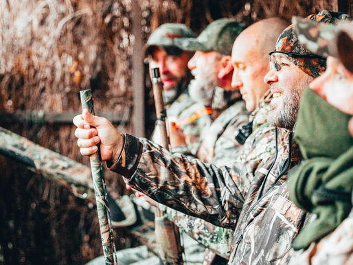 Corporate Retreat group in a Duck Blind
