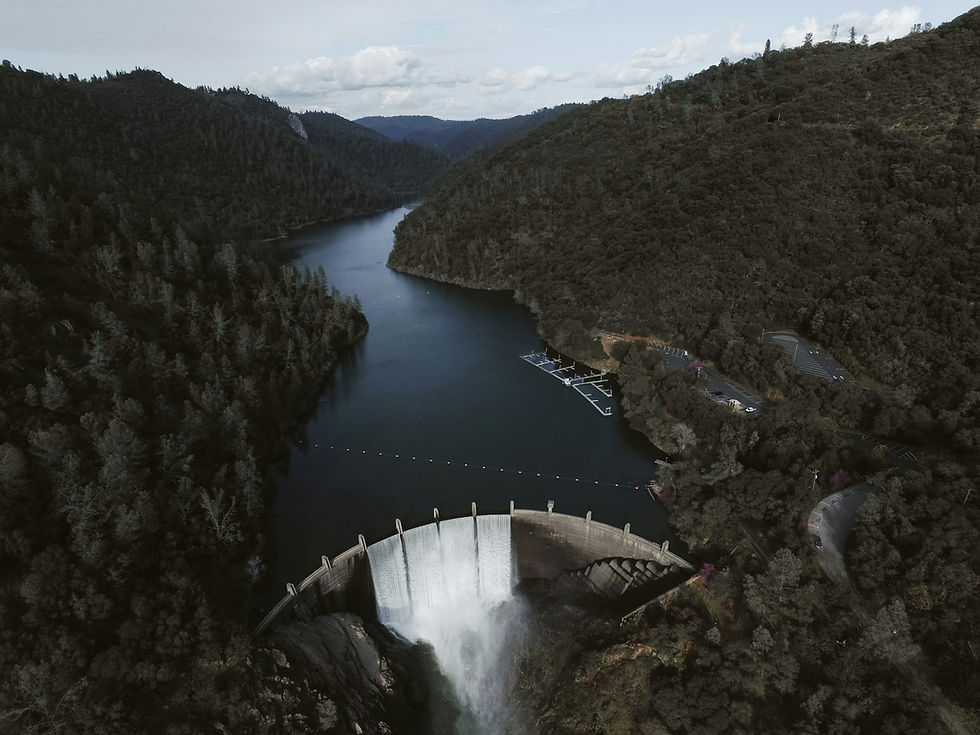 Cold-water tailwater river below a dam in the Tennessee highlands