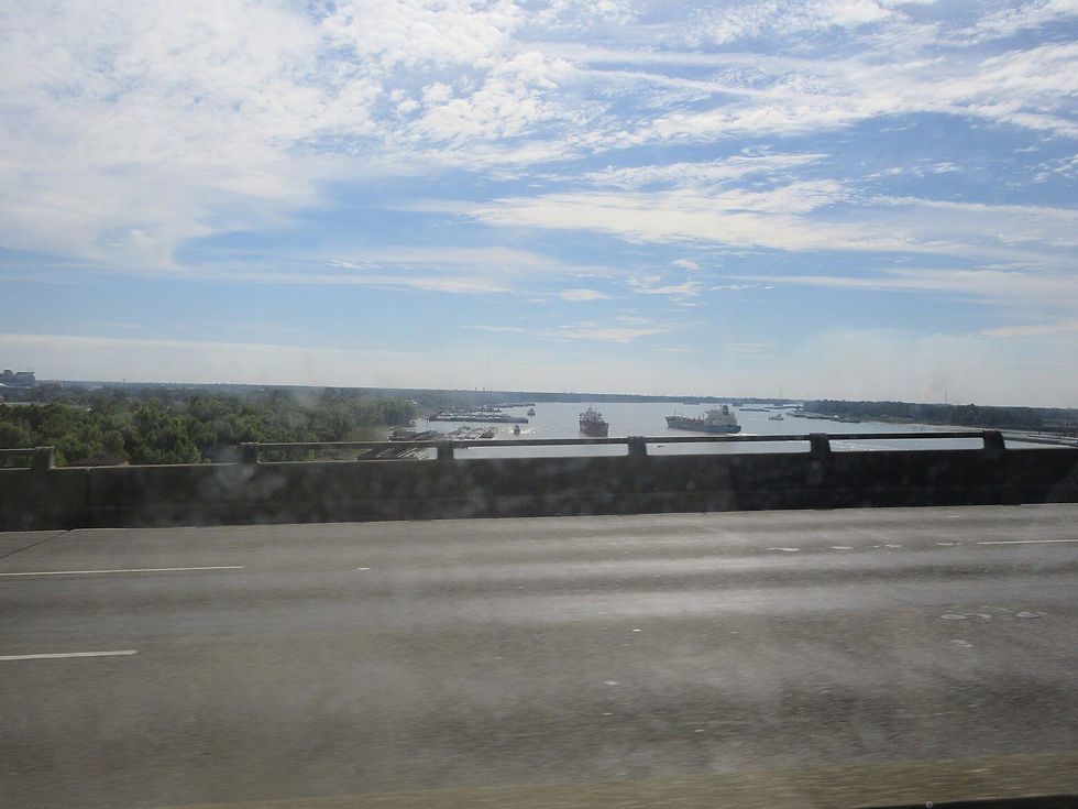 Mississippi River and Port Allen from the I-10 bridge, no people as subject