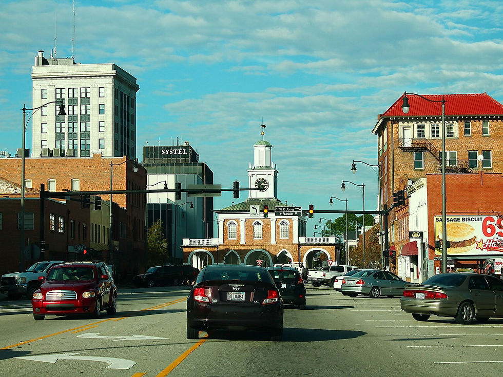 Gillespie Street at Market Square, downtown Fayetteville NC, no people as subject