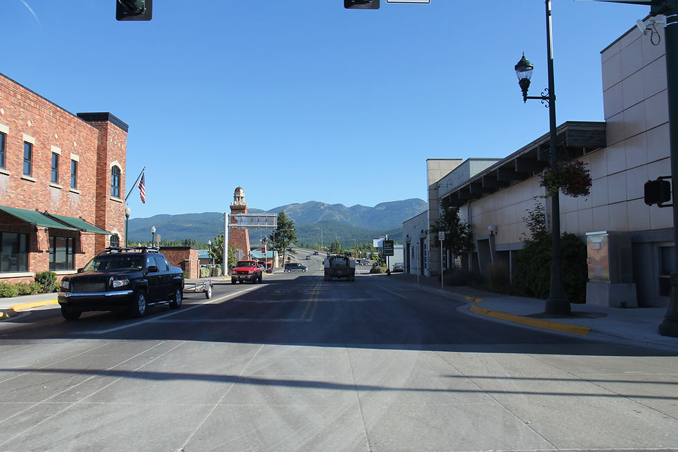 Downtown Whitefish, Montana looking west on US 93, photograph