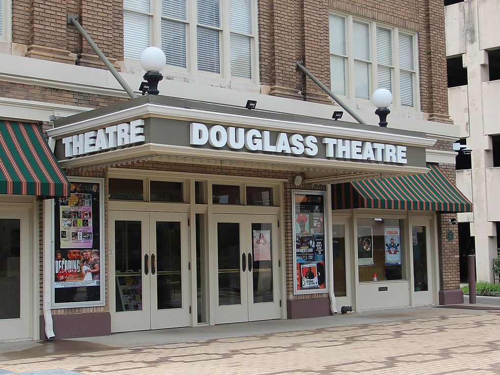 Douglass Theatre facade, downtown Macon, July 2024 — building, no people as subject