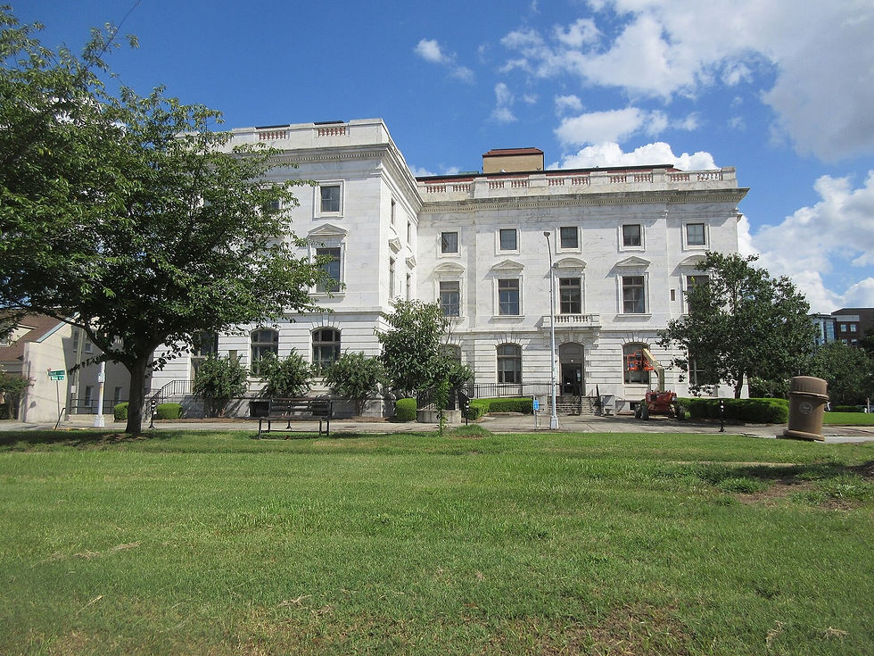 Downtown Macon streetscape, 2 September 2021 — buildings, no people as subject