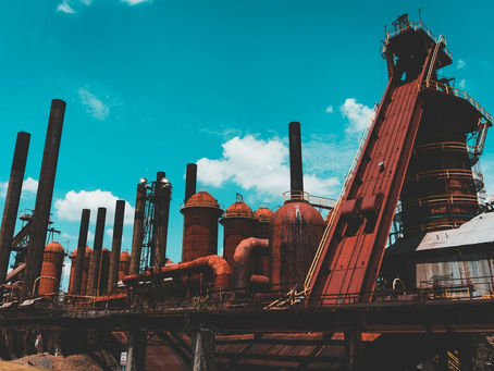 Sloss Furnaces, Birmingham AL, east of downtown near the Pepper Place / Lakeview approach, no people as subject