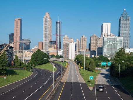 Atlanta skyline from Jackson Street Bridge, 2020 — no people as subject