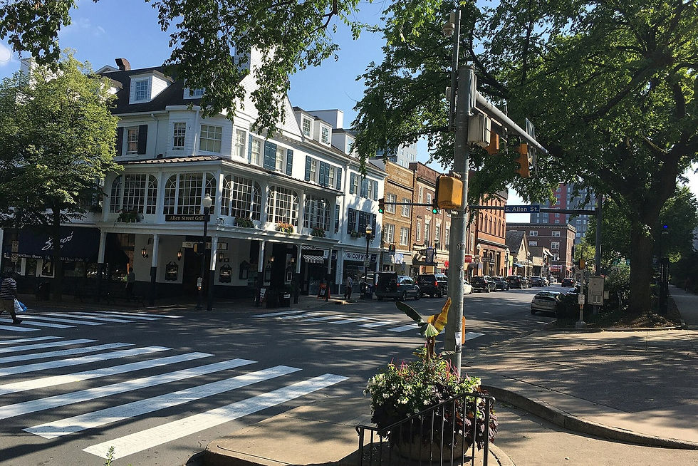 College Avenue and South Allen Street in downtown State College, Pennsylvania