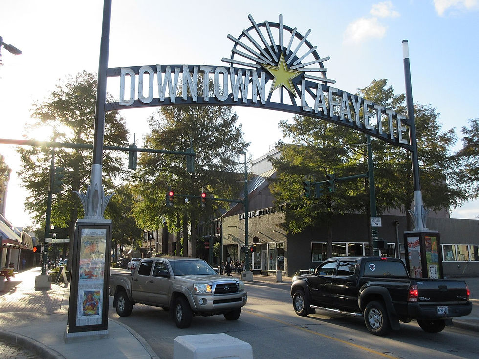 Jefferson Street arch, downtown Lafayette, 2017, no people as subject