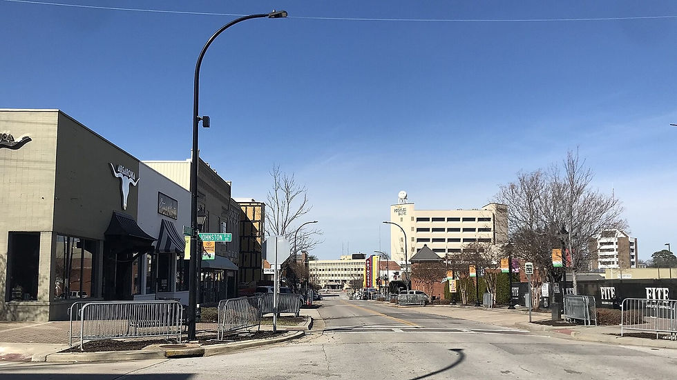 Downtown Decatur, Alabama from 2nd Avenue, 2023 — streetscape, no people as subject