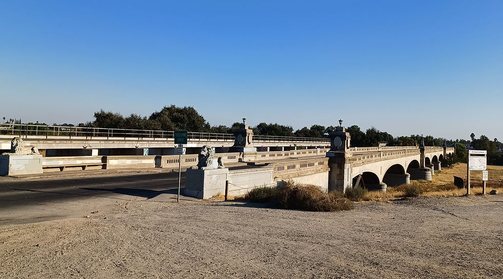 The historic Seventh Street Bridge crossing the Tuolumne River at the edge of Modesto
