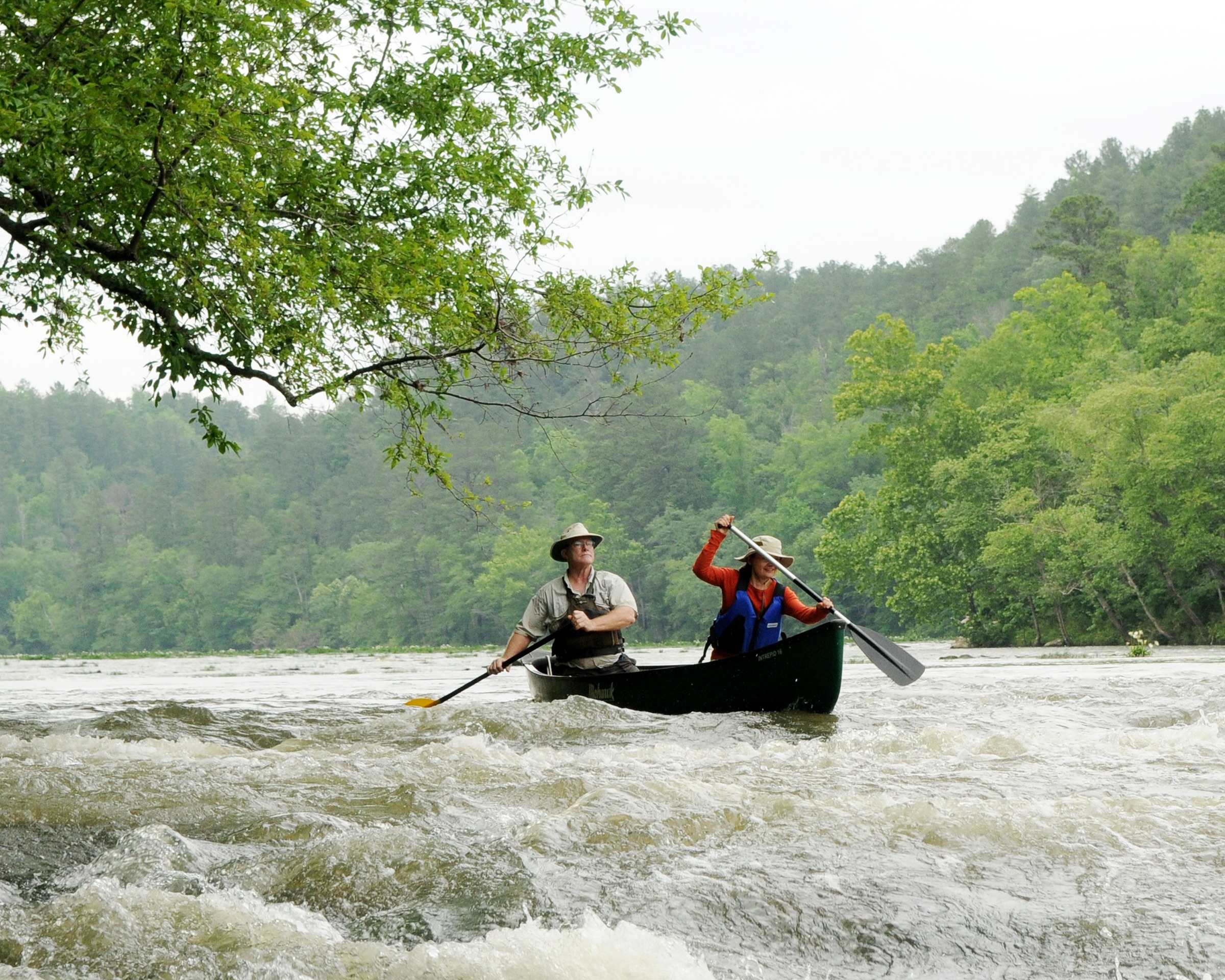 Canoeists running a rapid on the Cahaba River