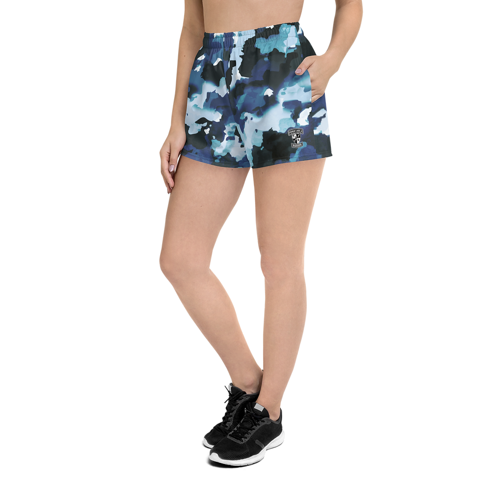 Women's Athletic Shorts in Blue Camo